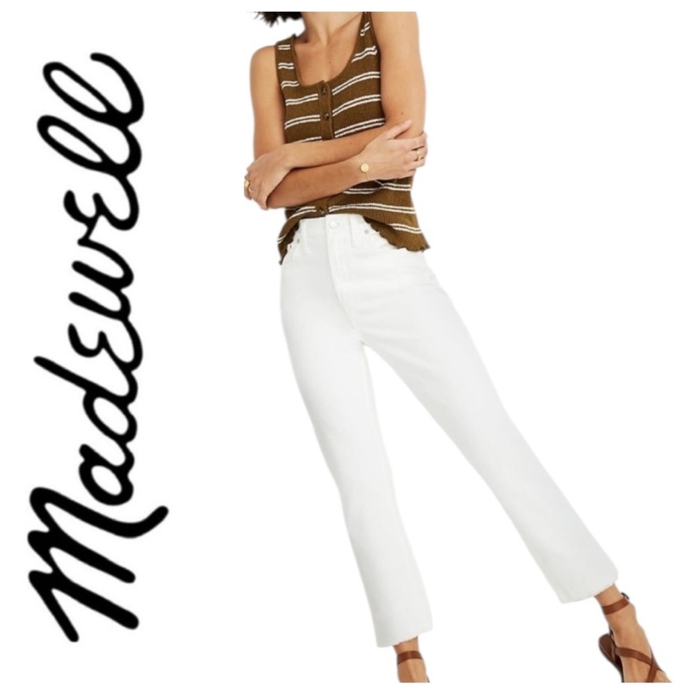 Madewell The High-Rise Slim Crop Boyjean White Denim Size 27 MSRP $128